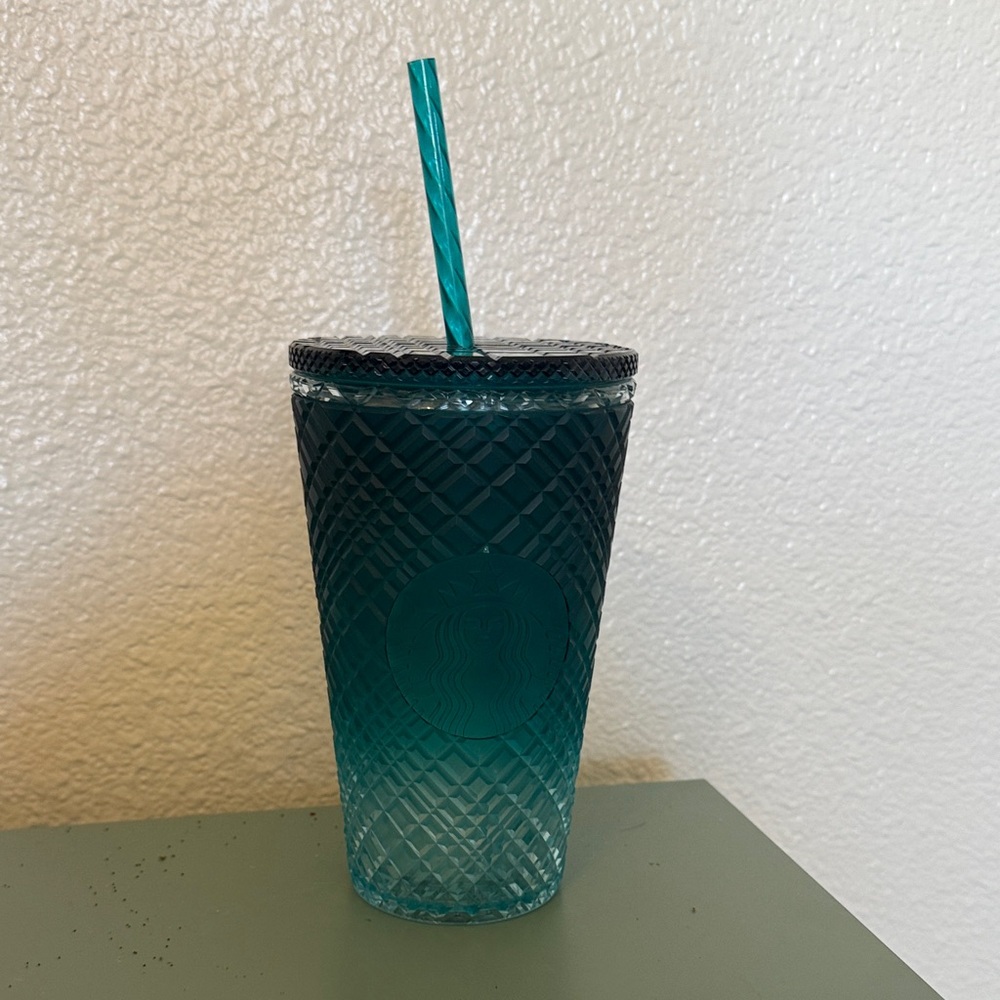 Starbucks Textured Blue Tumbler with Straw